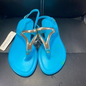 NWT 🎉Isadora Paccini Blue Thong Jelly Sandals Size 10